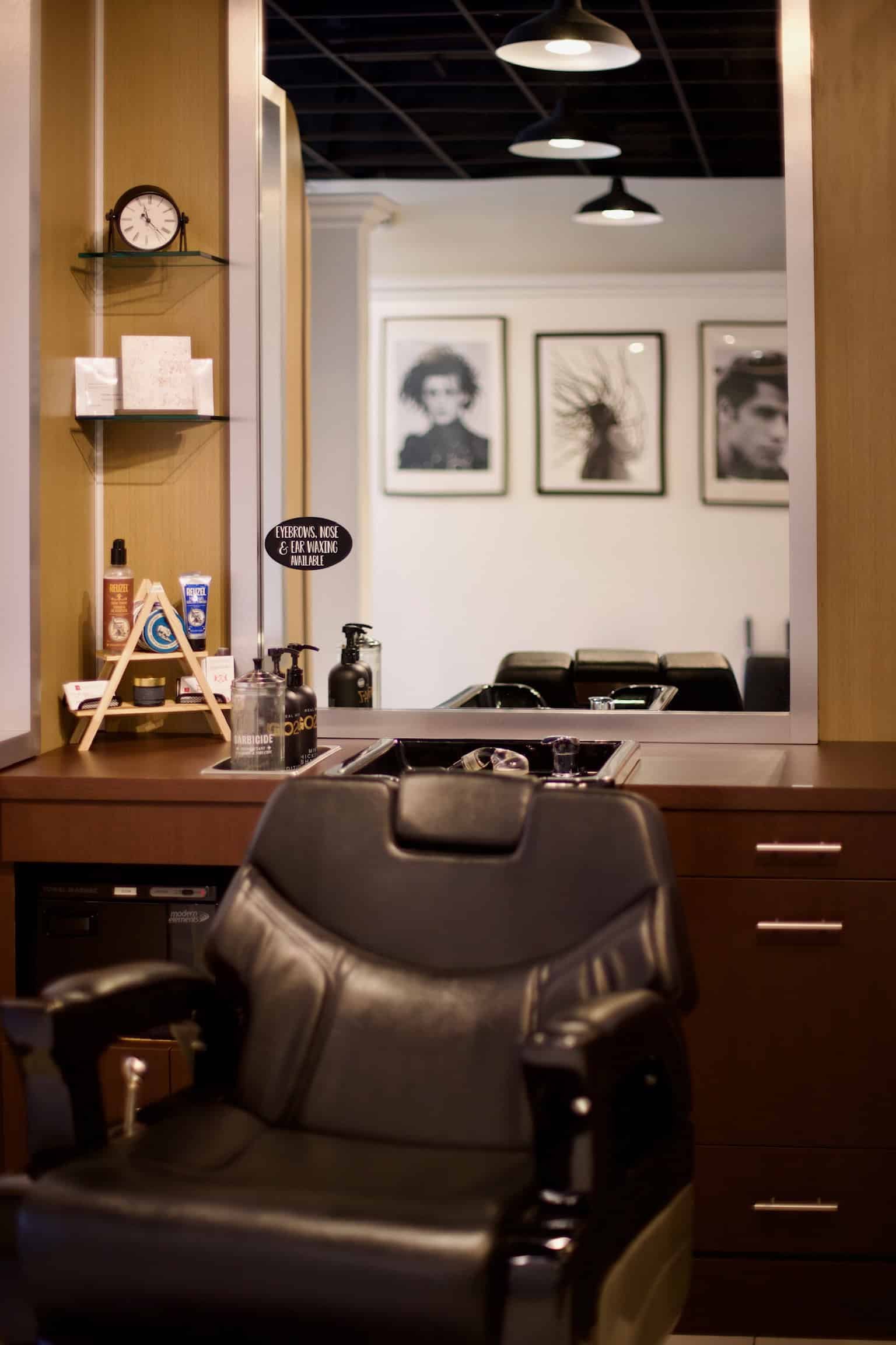 The interior of 18|8 Fine Men's Salons in 4S Ranch, San Diego