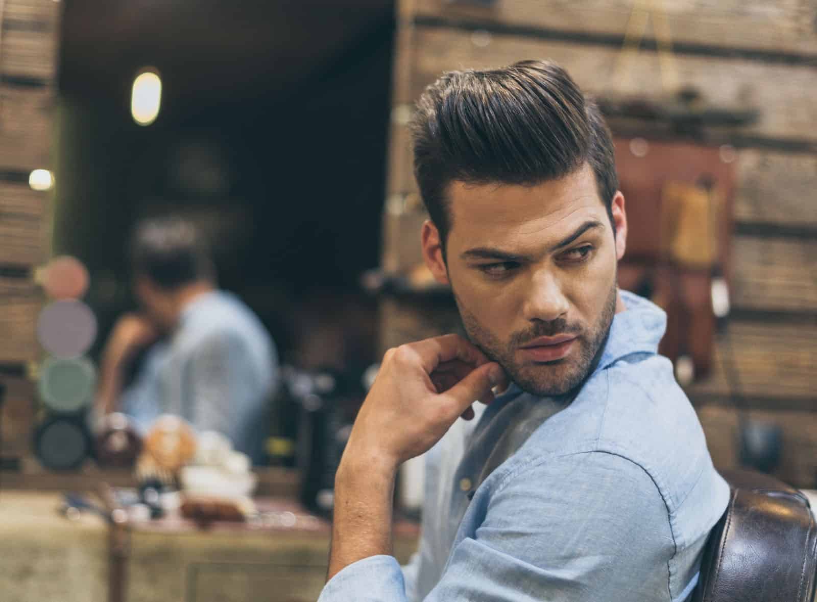 Modern pompadour styled at 18|8 Fine Men's Salons in San Diego